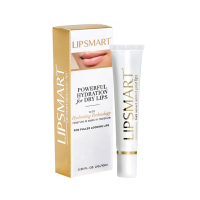 A single white tube of lipsmart with gold writing sitting beside a gold box